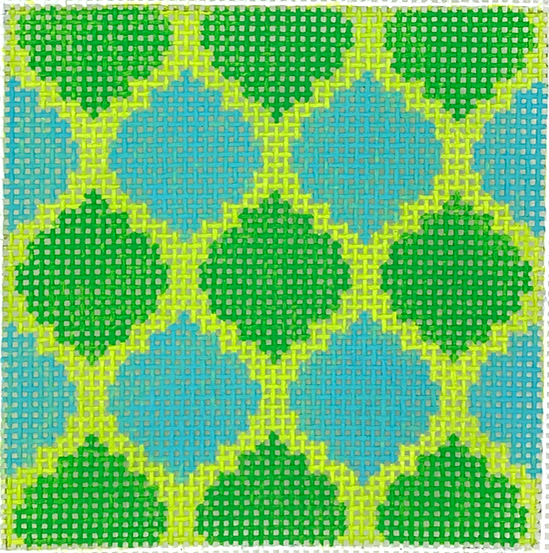 Aqua and Greens Quatrefoil Insert