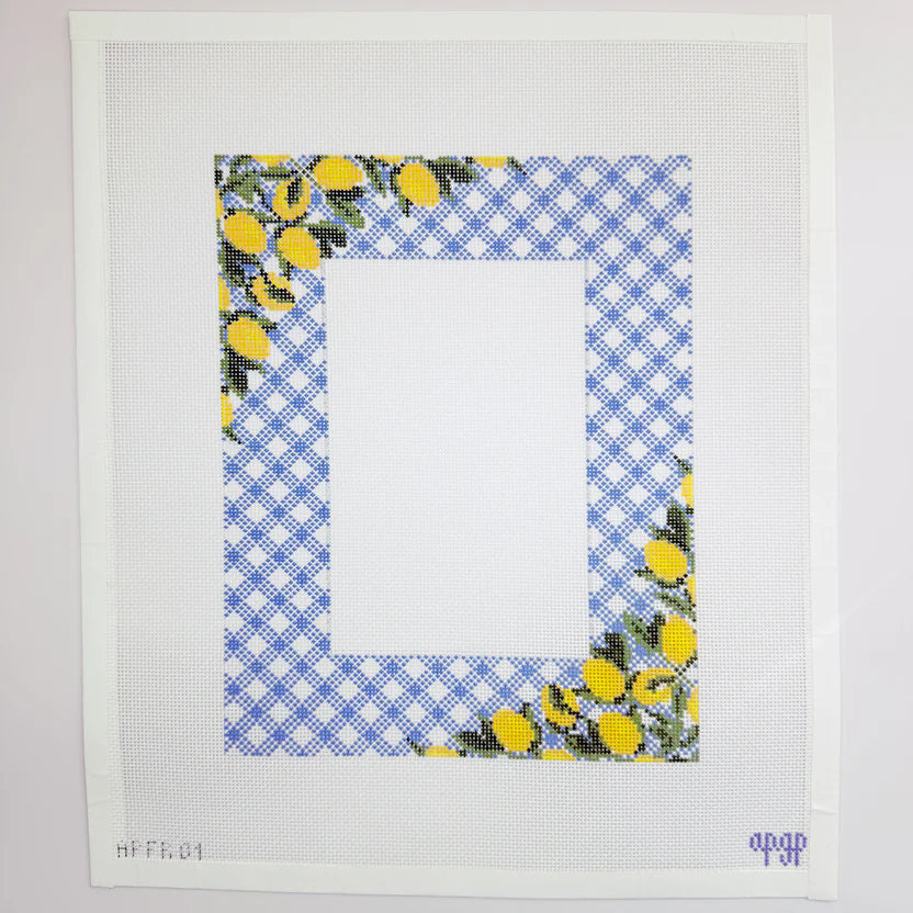 Lemons on Blue Gingham Frame A Poore Girl Paints
