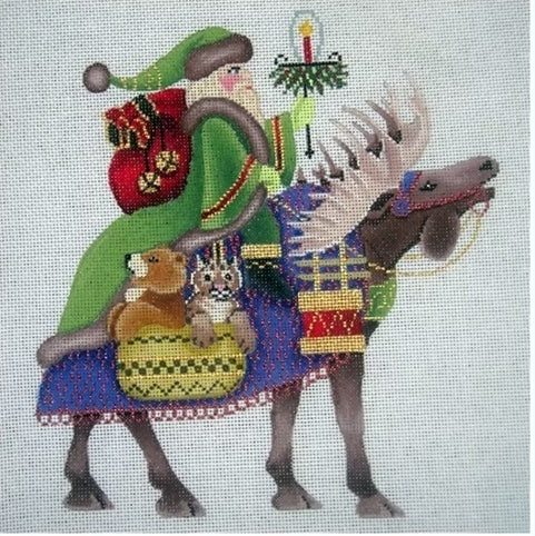 Santa on a Moose Brenda Stofft Designs