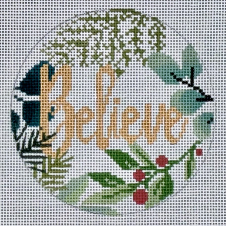 Believe Ornament White and Gold Laura Love