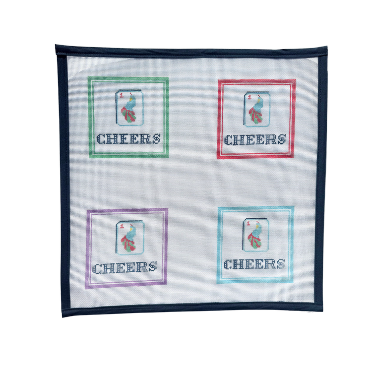 Bird Bam Coasters Boxwood Needlepoint