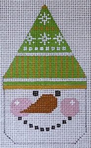 Snowman Face Snowflake Peach & Green Hat Danji Designs