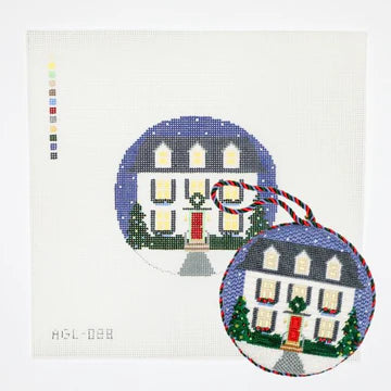 Christmas Clapboard House Dogwood Needlepoint