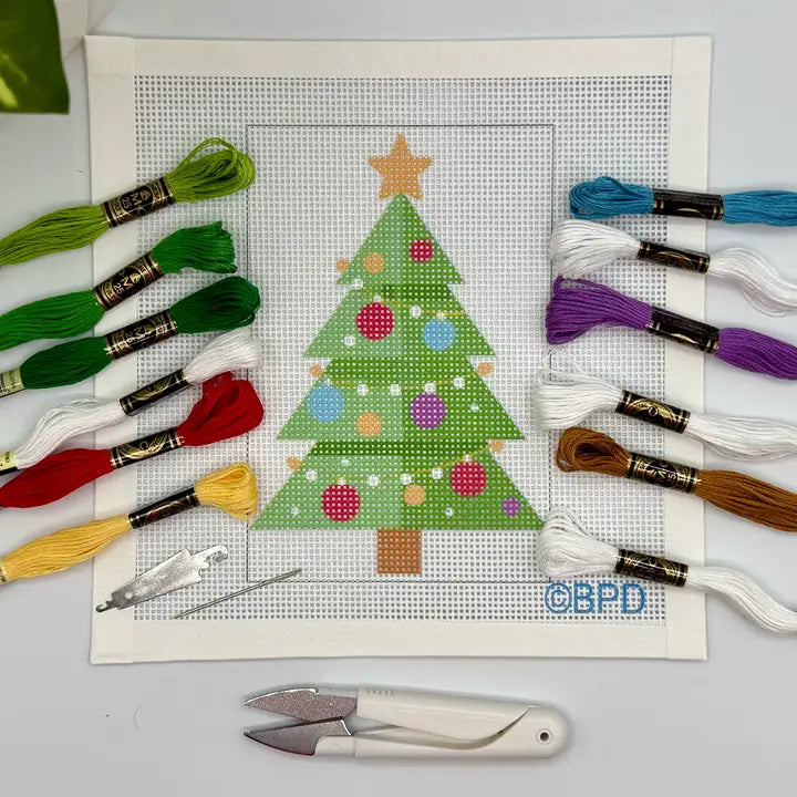 Christmas Tree Needlepoint Kit Blue Poppy Designs