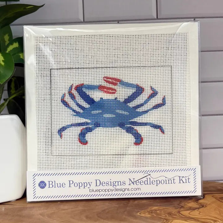 Crab Needlepoint Kit Blue Poppy Designs