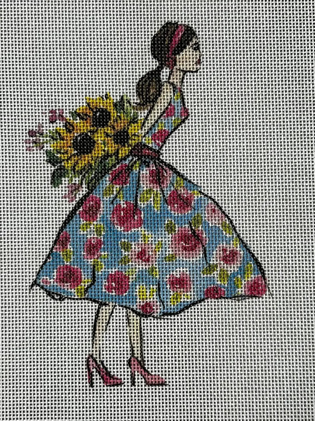 Dress with Pink Flowers Ellen Crimi-Trent
