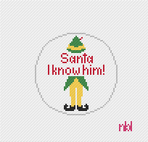 Elf - Santa, I Know Him Needlepoint by Laura