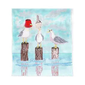Seagulls on Pilings Fab Funky