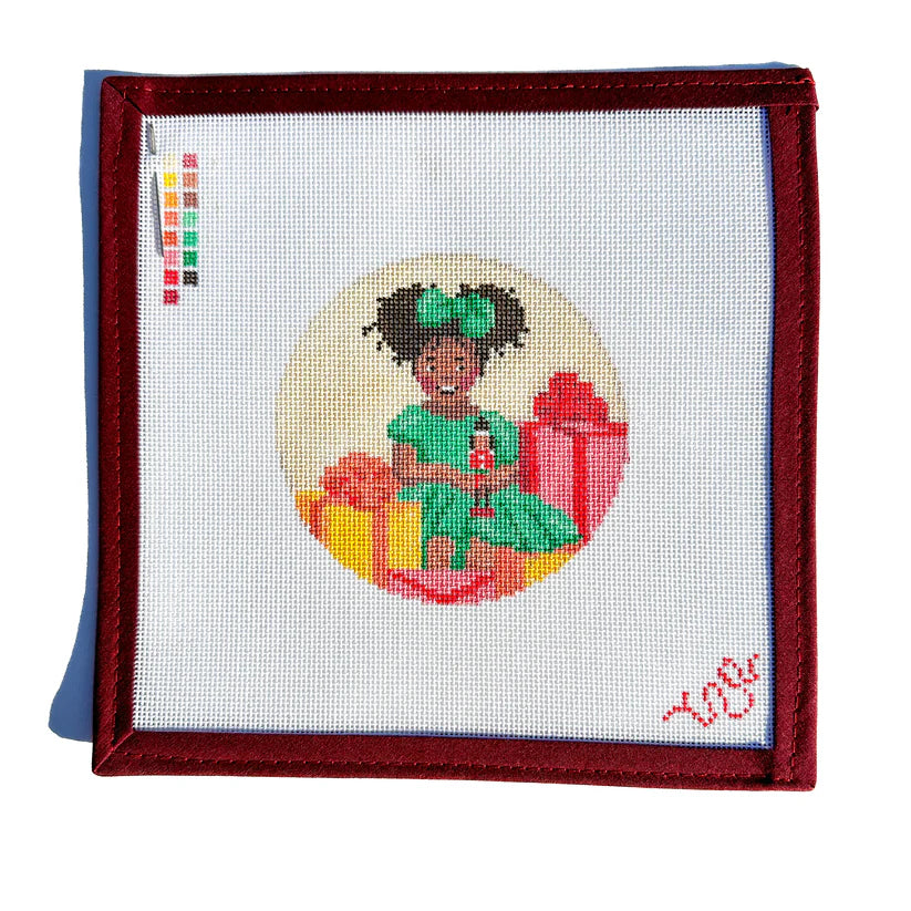 Black Heritage Christmas Collection Girl with Nutcracker Spellbound Stitchery