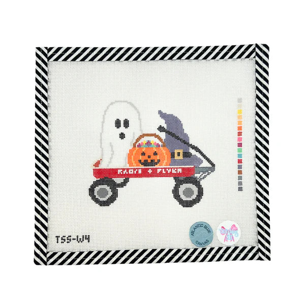 Halloween Wagon Atlantic Blue Canvas