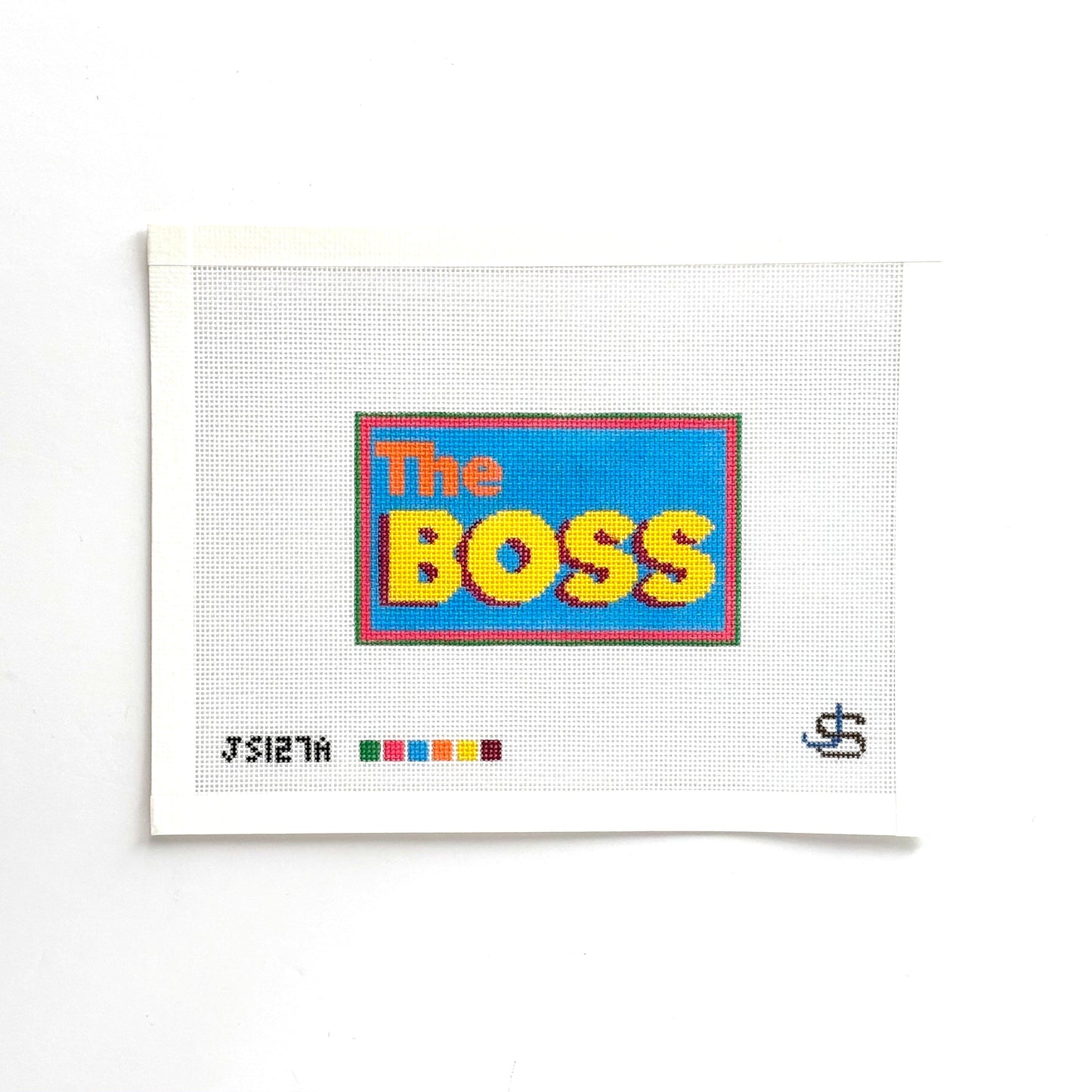 The Boss Paperweight / Ornament Needlepoint Canvas - Bright Bold Letters