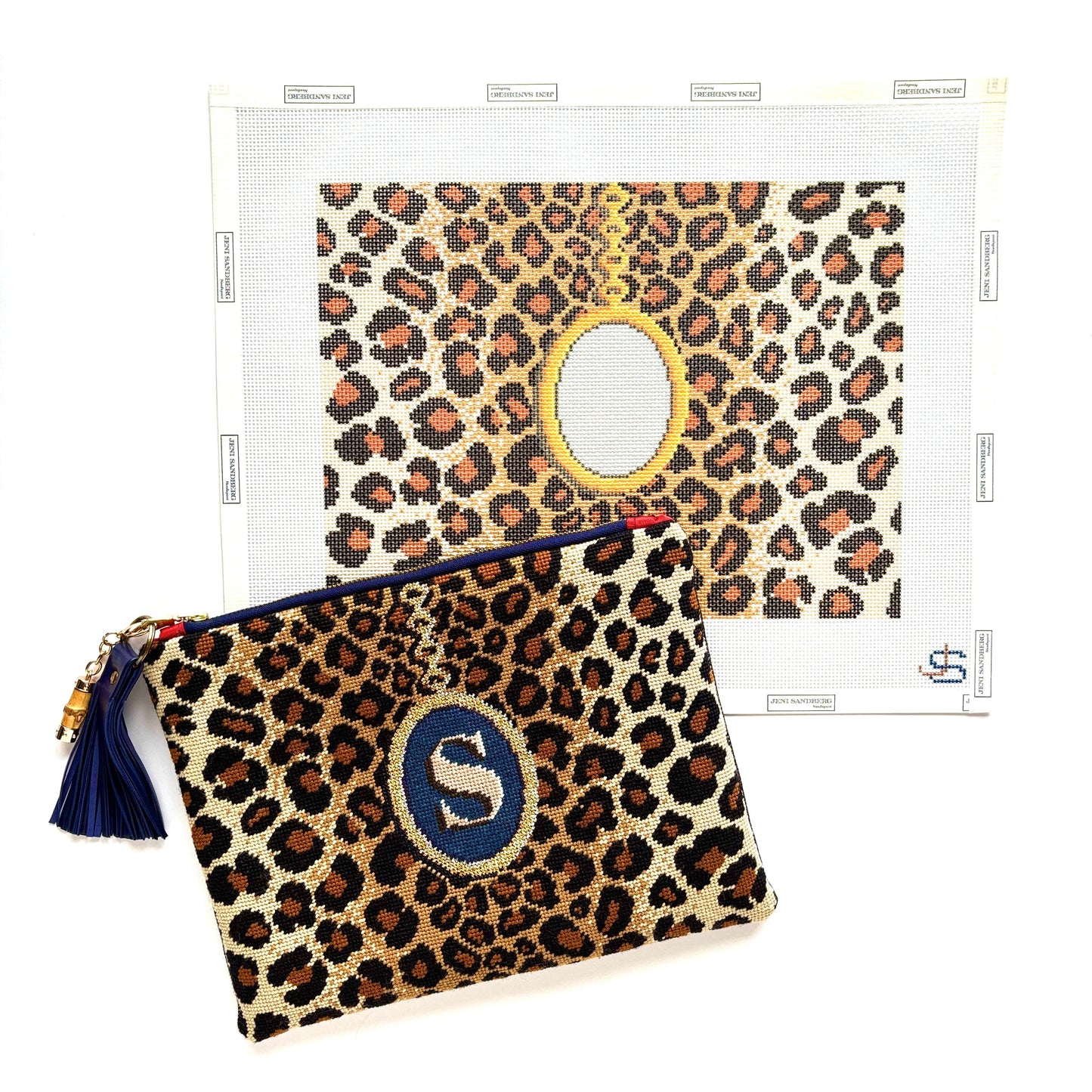 Leopard Pendant Clutch Needlepoint Canvas