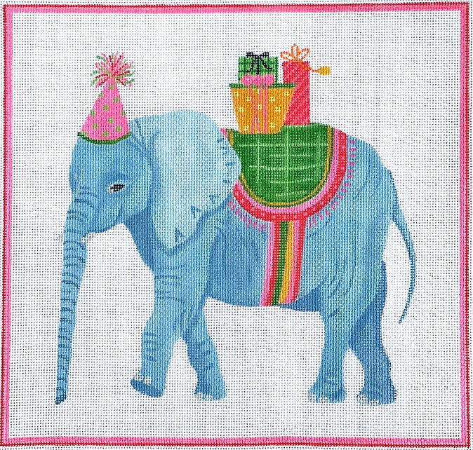 Party Animal Elephant with Gifts and Pink Party Hat