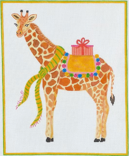 Party Animal Giraffe with Gift and Yellow Scarf