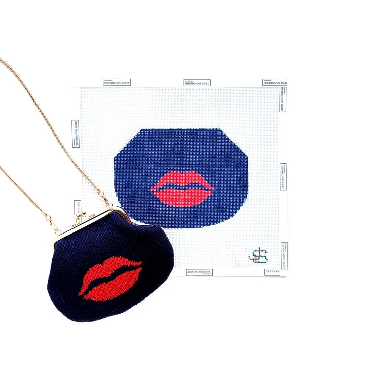 Lips Red and Blue Kiss Lock Bag Jeni Sandberg