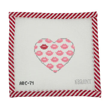 Lips & Kisses Heart Pink Atlantic Blue Canvas