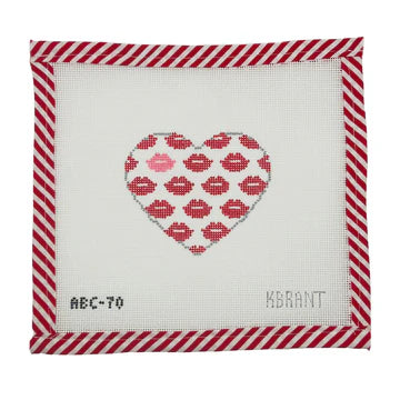 Lips & Kisses Heart Red Atlantic Blue Canvas