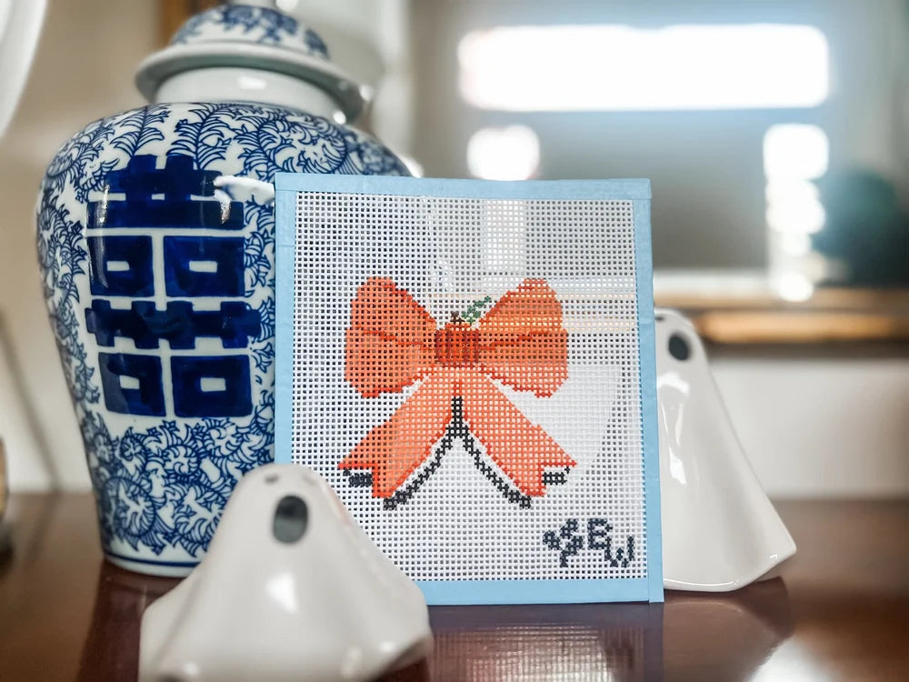 October Bow Boxwood Needlepoint