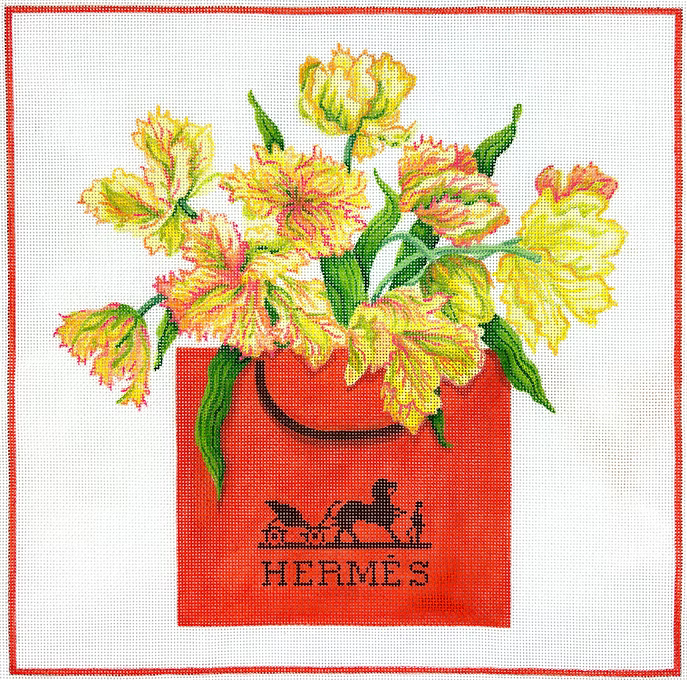 Parrot Tulips in an Hermes Shopping Bag Kate Dickerson
