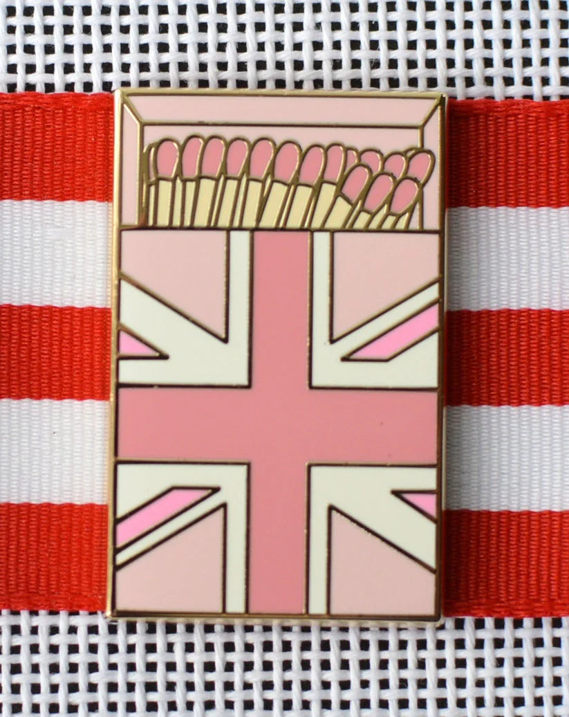 Pink British Flag Matchbox Needle Minder Go Stitch Studio