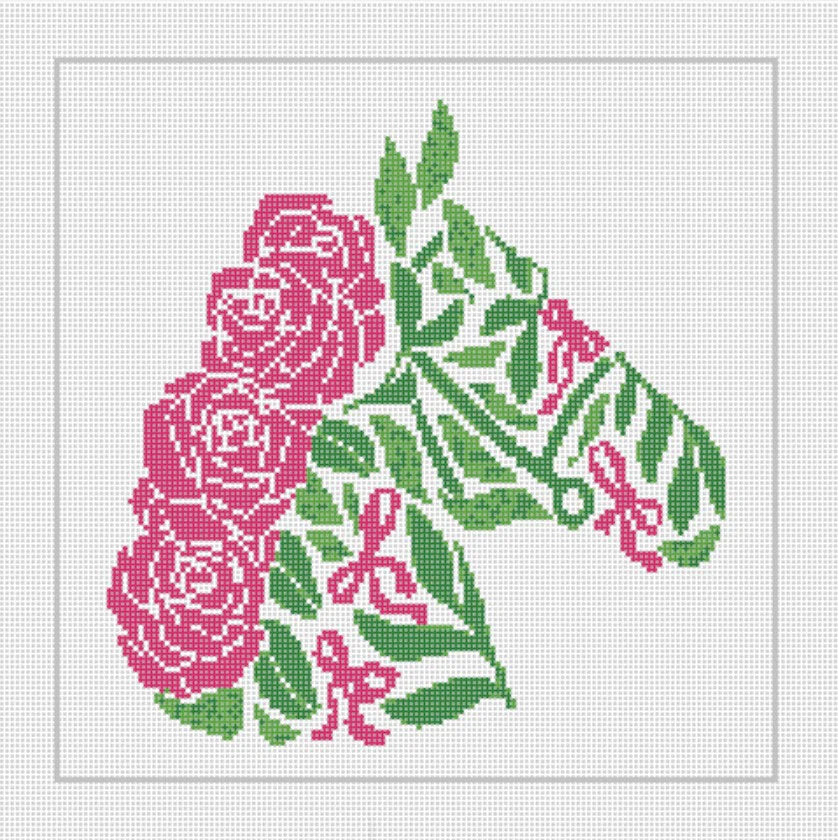 Run for the Roses Pink Needlepoint by Laura