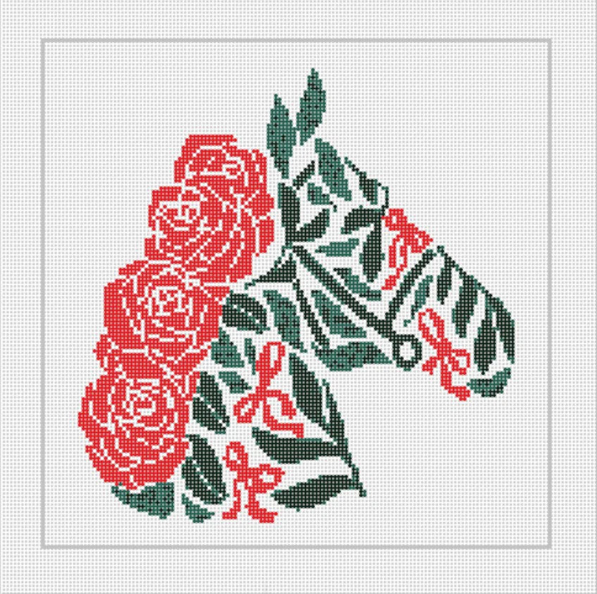 Run for the Roses Red Needlepoint by Laura