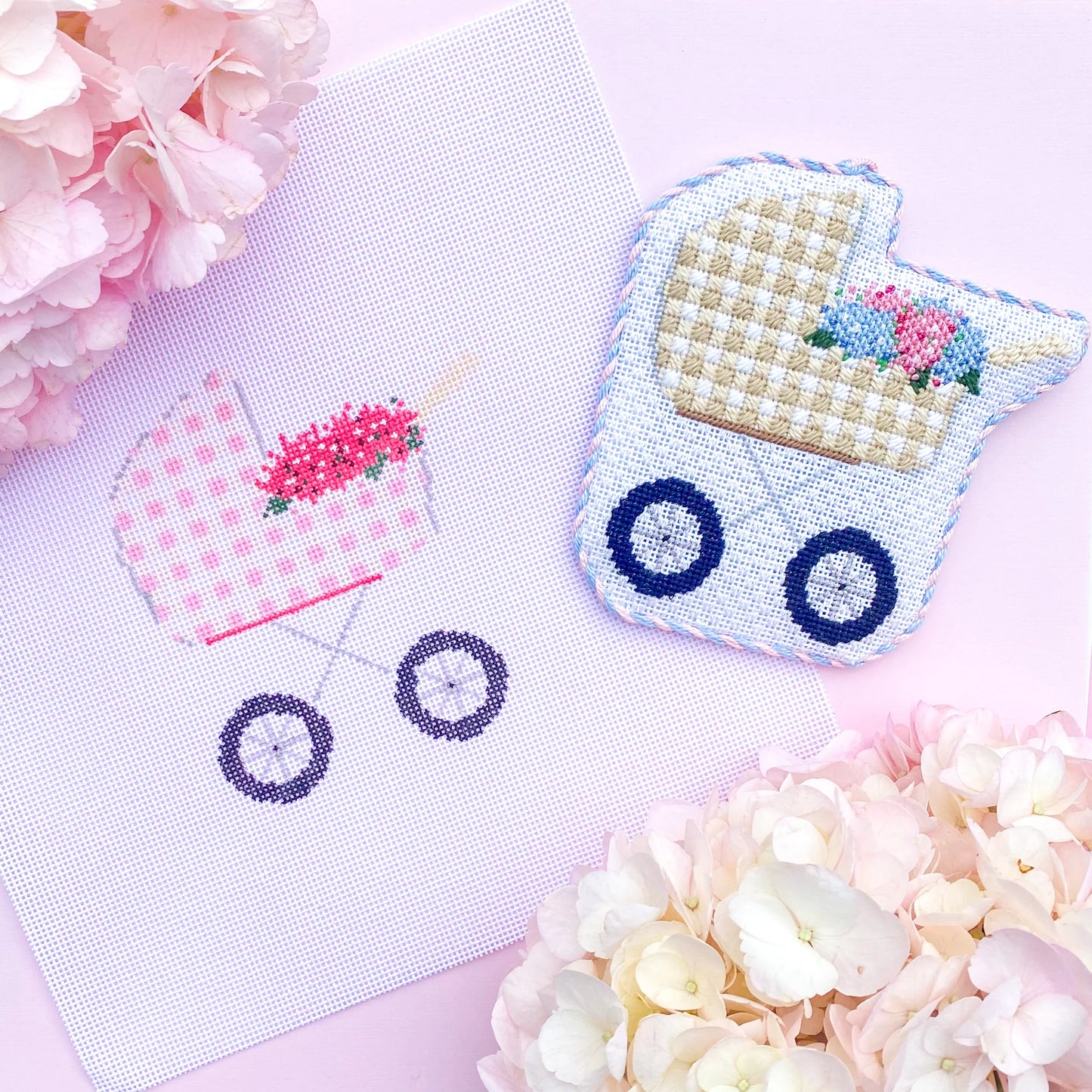 Pink Hydrangea Baby Carriage