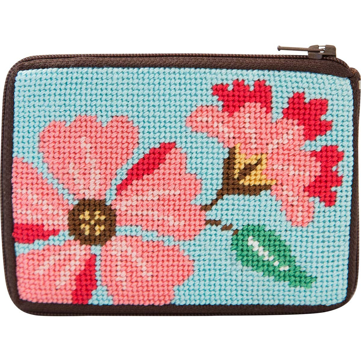 Stitch & Zip Pink Flowers Coin Purse