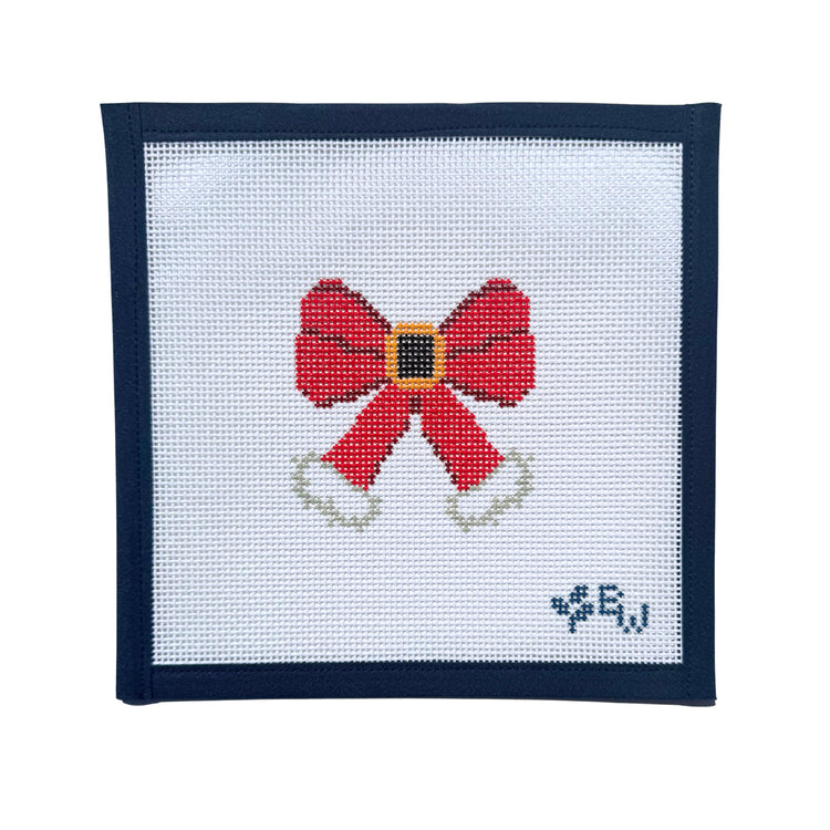 Santa Bow Boxwood Needlepoint