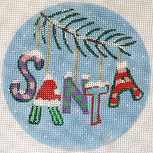 Santa Pink Christmas Words Ornament