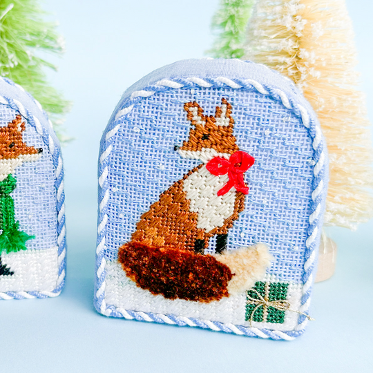 Christmas Forest Girl Fox with Bow Stitch Guide Included