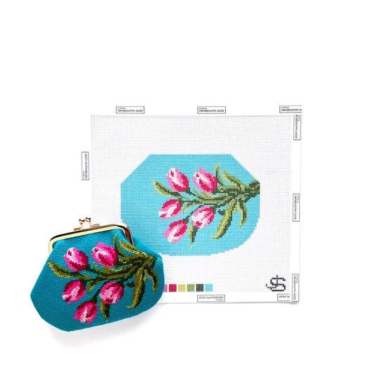Tulip Blue Kiss Lock Bag Jeni Sandberg