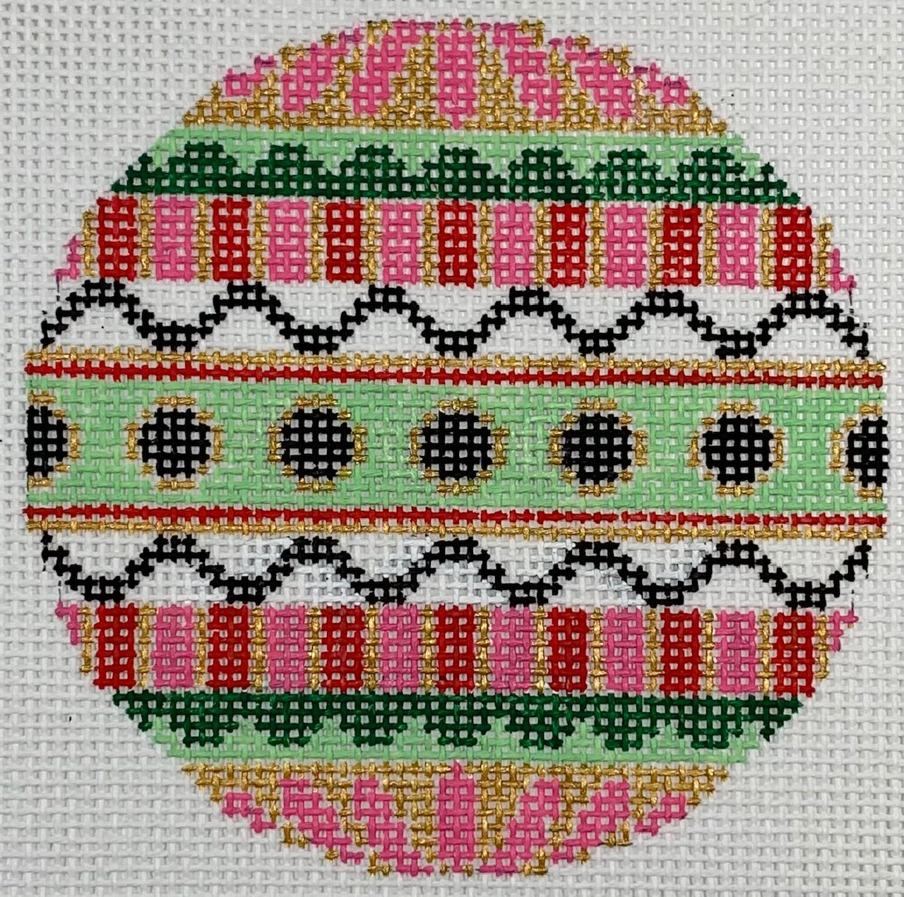 Black Circles on Green Stripe, 13m