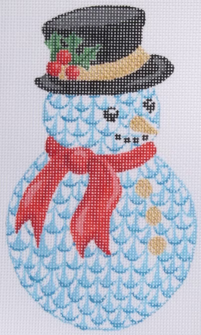 Herend Inspired Snowman red scarf and Top Hat Kate Dickerson