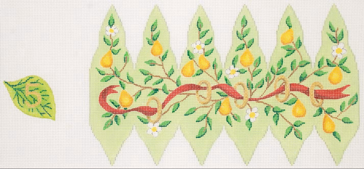 Day 5 Five Golden Rings Christmas Pear Ornament