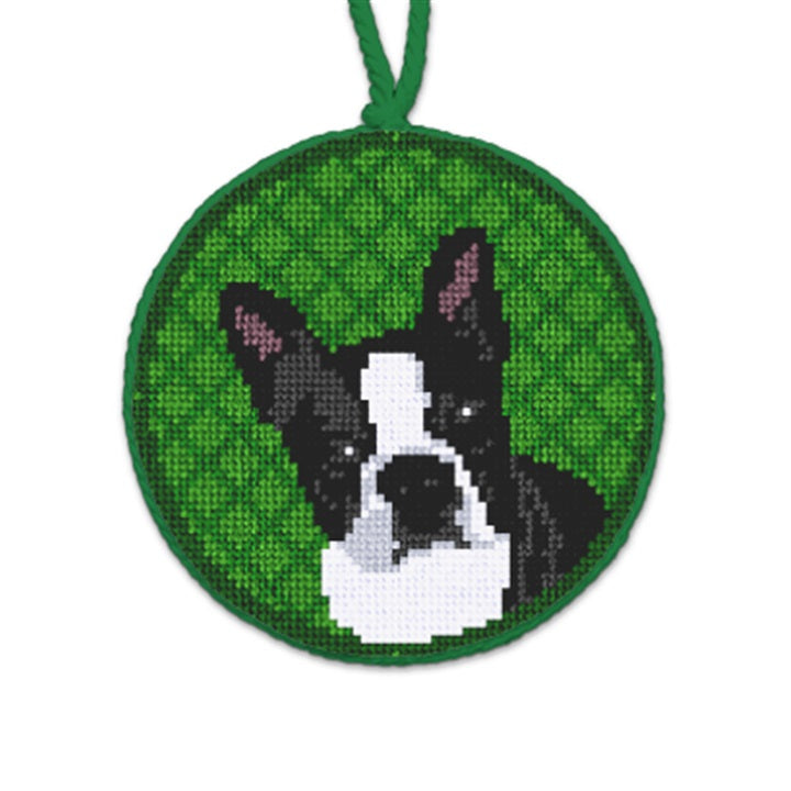 Holiday Boston Terrier Ornament Needlepaint 2048