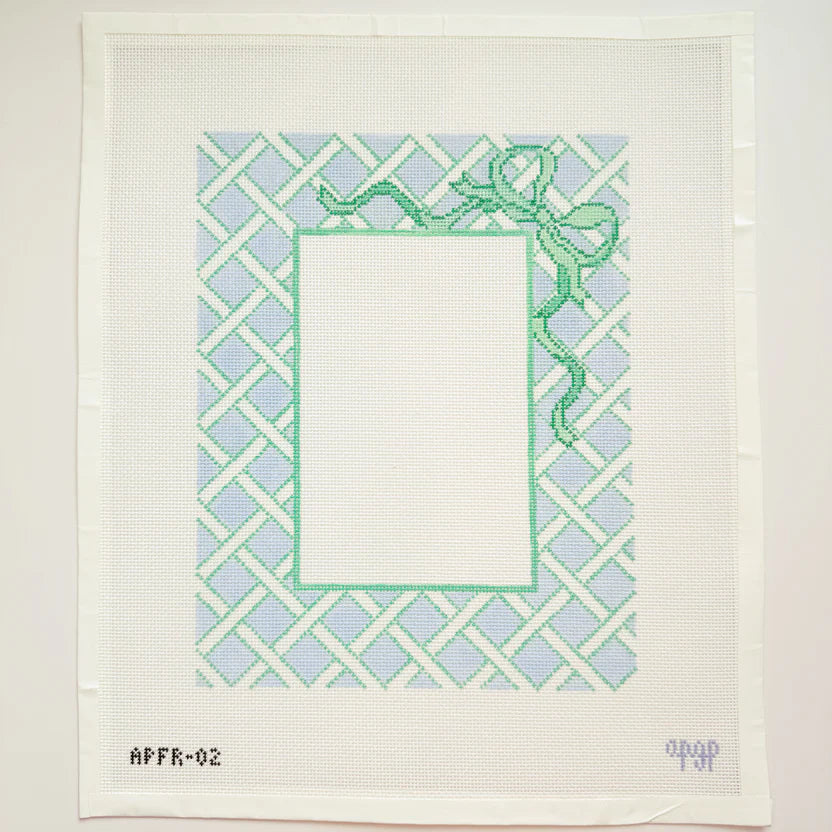 Blue Lattice Frame with Bow A Poore Girl Paints