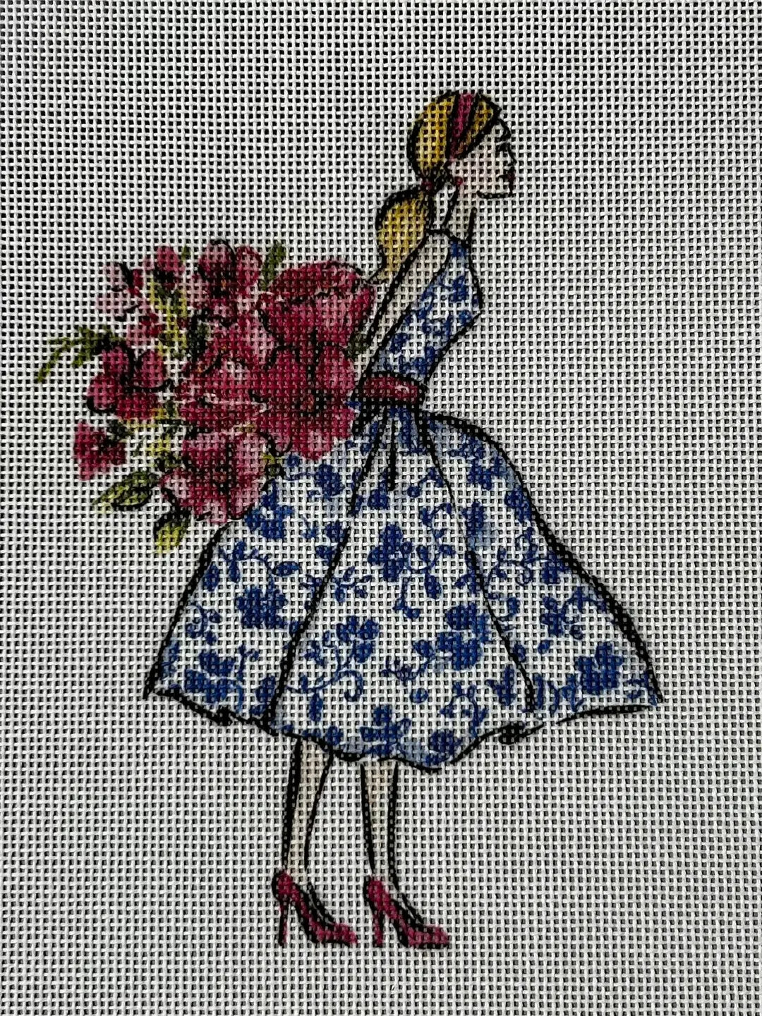 Lady with Blue & White Dress Ellen Crimi-Trent