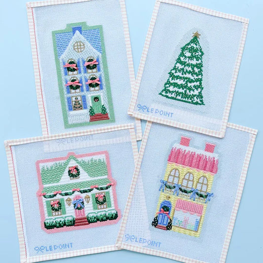 Set of Four Stitch Guides for Le Point Christmas Village