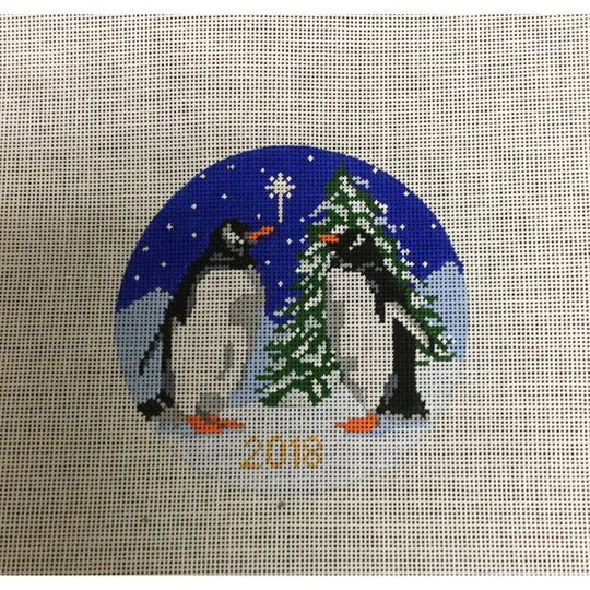 KCN Penguins with Christmas Tree Canvas KCD1028