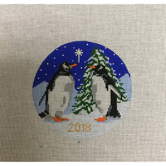 KCN Penguins with Christmas Tree Canvas KCD1028