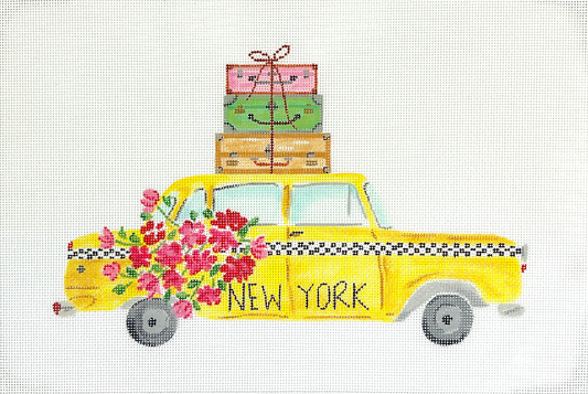 New York Yellow Cab with Suitcase and Flowers LB-PL-31