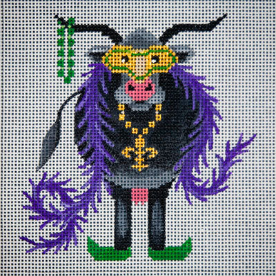 JP Needlepoint Mardi Grass Fed Cow