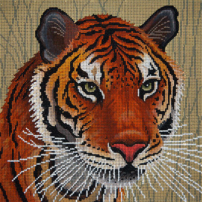 JP Needlepoint Tiger in Grasses