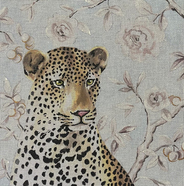 Leopard on Light Blue Floral Colors of Praise AN523