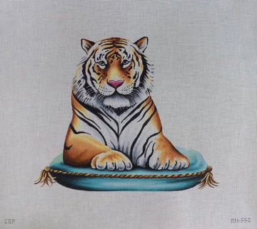 Tiger on Blue Pillow Colors of Praise