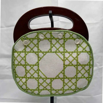 Green and White Caning Bermuda Bag Cover Ann Kaye Studios