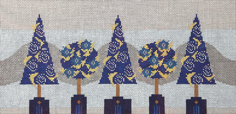 Blue Topiary Flying Stitches