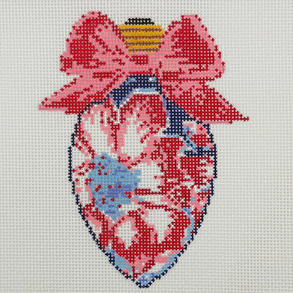 Bow Bulb Pink Floral #7 Needlepoint by Laura