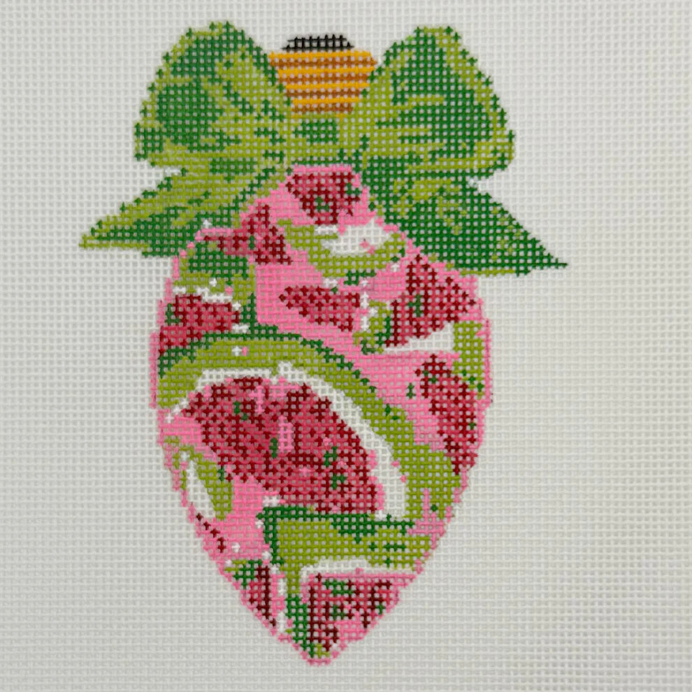 Bow Bulb Watermelon #4 Needlepoint by Laura